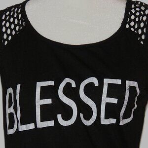 Monocracy Blessed Logo Women's Black Tank Top Size Small (C137)